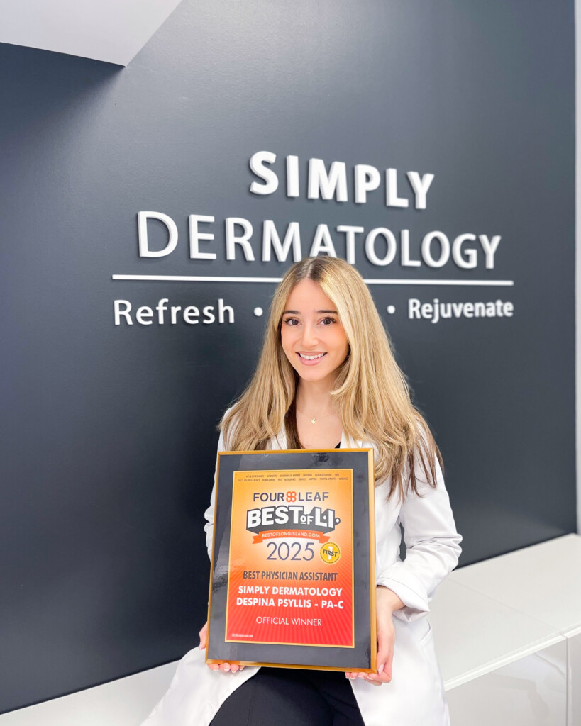 Despina Psyllis, PA-C, holding her Best of Long Island award for Best Physician Assistant 2025.