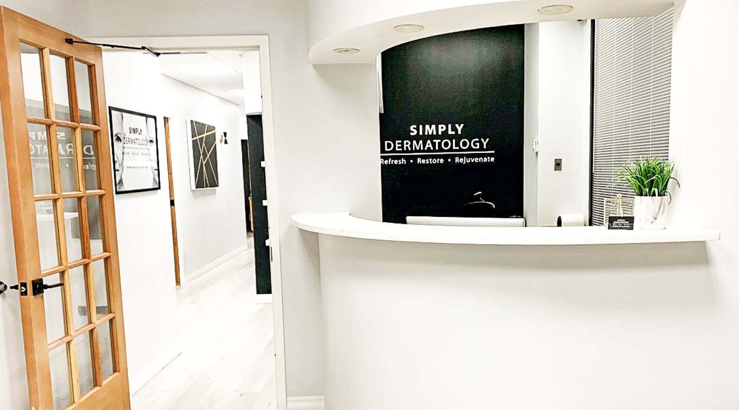 Simply Dermatology office entry and patient reception desk